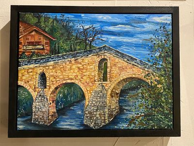 Queens Bridge Puente La Reina 9x12 Oil Painting