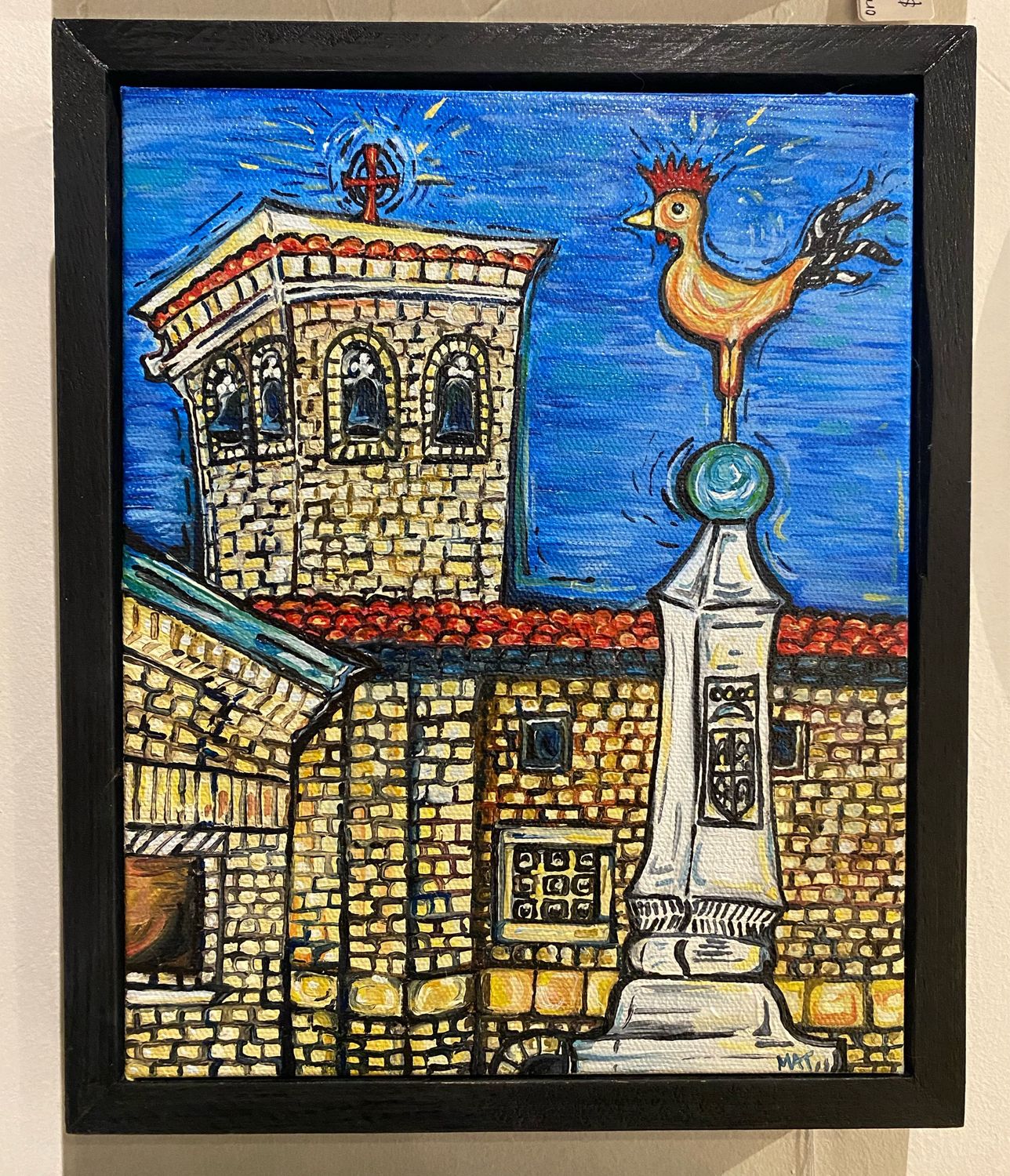 Rooster Statue Hurmillosdel Camino 8x10 Oil Painting