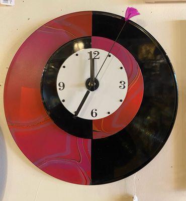 Half and half wall clock Reds/Blacks