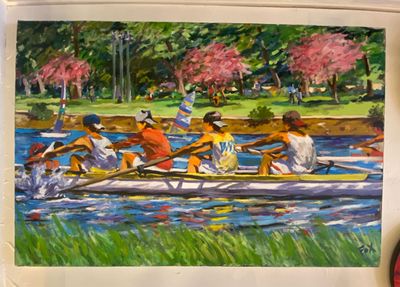 24x36 Rowers Painting On Canvas