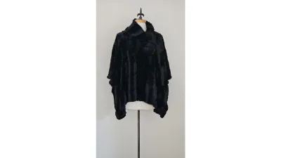 Faux Fur Poncho  One Size RICH BLACK - Black O/S