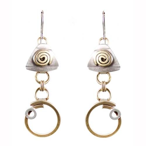 E3870 Techno Funk Earrings sterling and brass