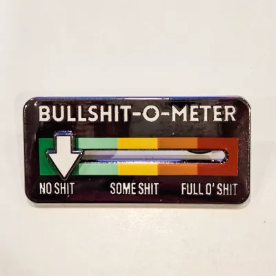 Bullshit-o-Meter Sliding Indicator Interactive Pin
