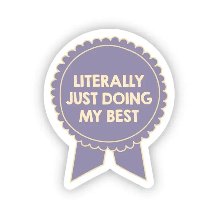 Just Doing My Best Cute Ribbon Award Sticker