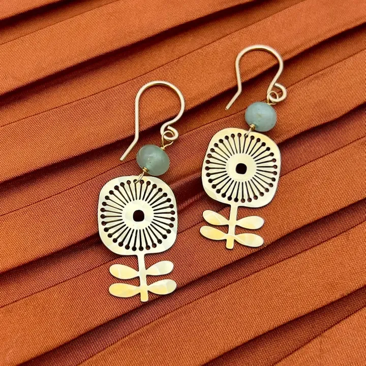 Handmade Verdure Earrings - Gold Finish