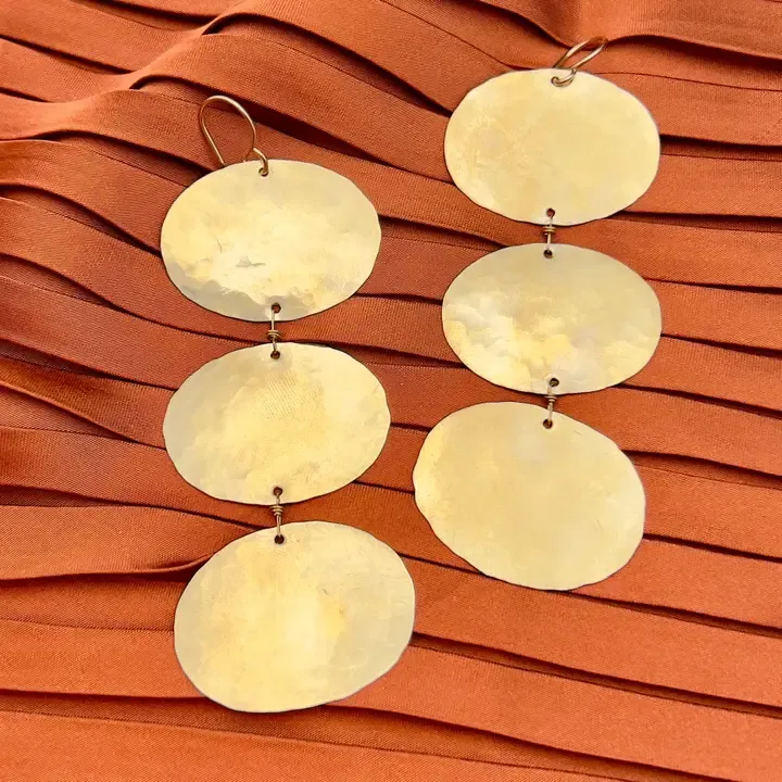 Handmade Ovoid Earrings - Gold Finish Small