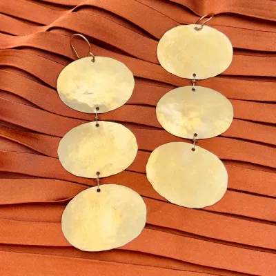 Handmade Ovoid Earrings - Gold Finish Small