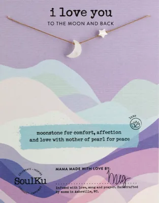 Moonstone I Love You to the Moon &amp; Back Necklace