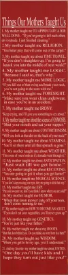 Things Our Mothers  (9x36) Old Red, Letter Color: Cream Things Our Mothers  (9x36) Old Red, Letter Color: Cream