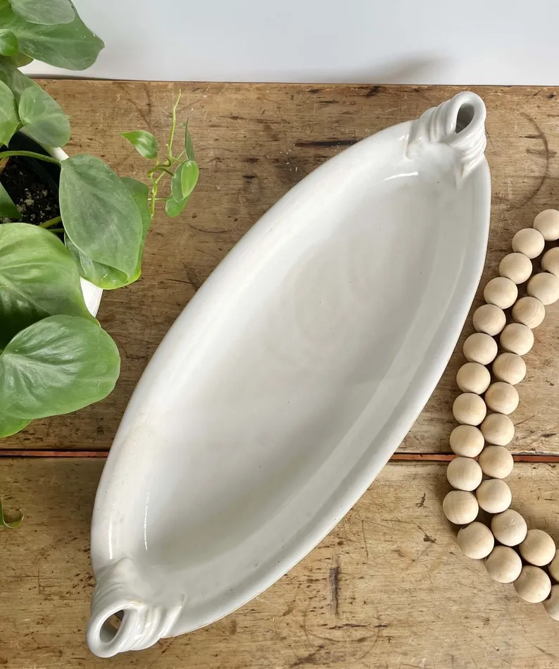 Fish Baker Ceramic Baking Dish Serving Platter - White