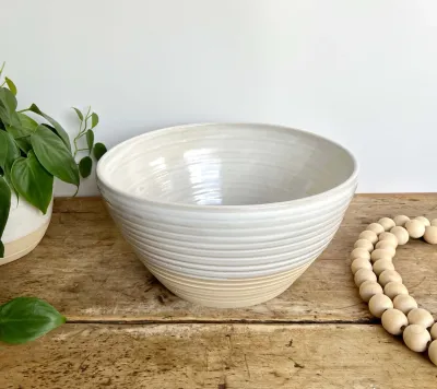 Large Serving Bowl - Summer Fruit Bowl - White