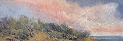 Take A Moment Gouache On Paper 3x9 matted 9x15