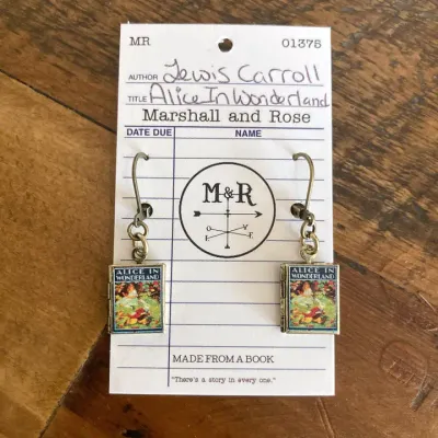 Alice In Wonderland - Rabbit Running Earrings Book Locket Alice In Wonderland - Rabbit Running Earrings Book Locket