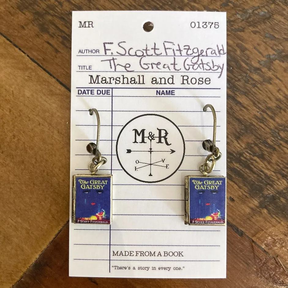 The Great Gatsby Earrings Book Locket