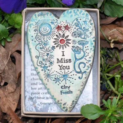 I Miss You pottery ornament, USA, gift handmade 