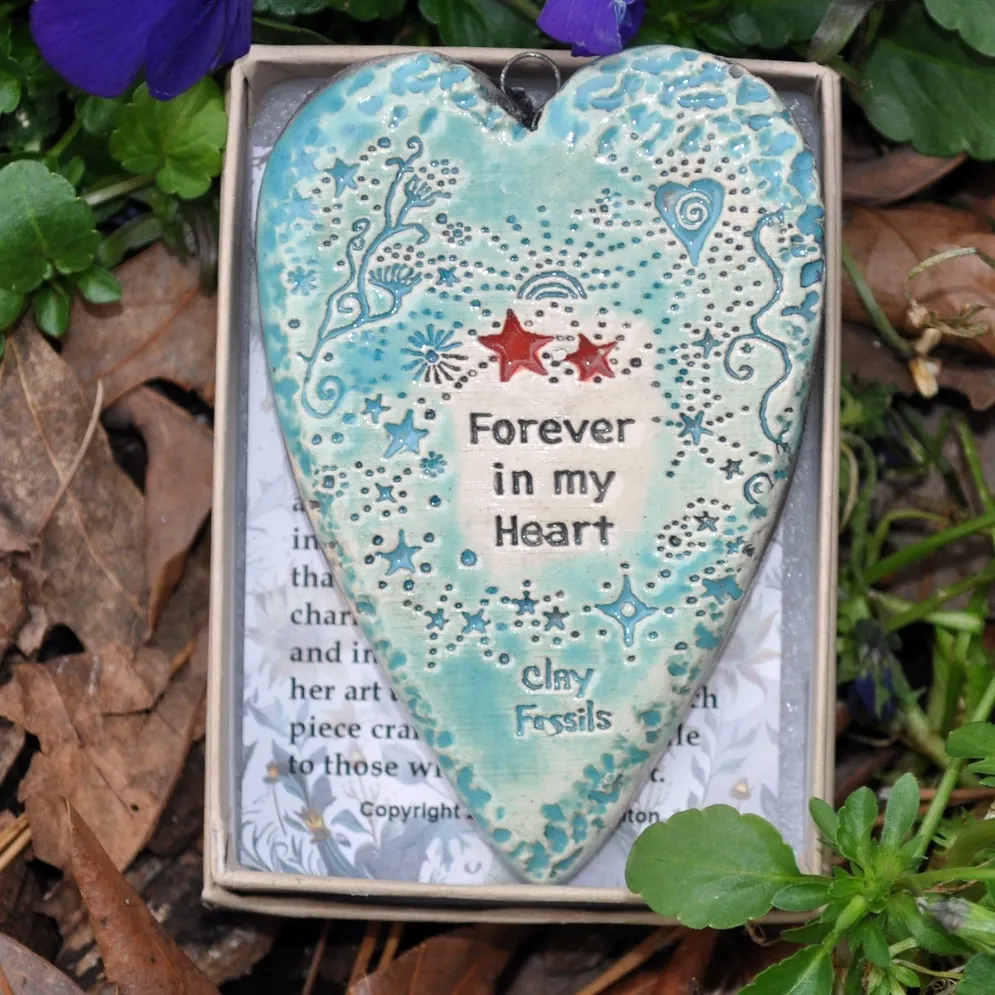 Forever in my heart pottery ornament, USA