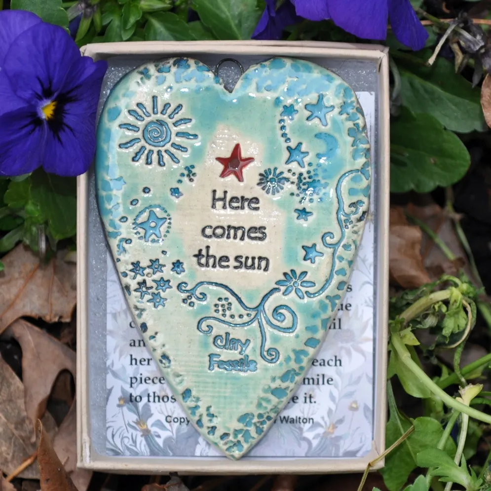 Here comes the sun, handmade pottery, keepsake, memento 