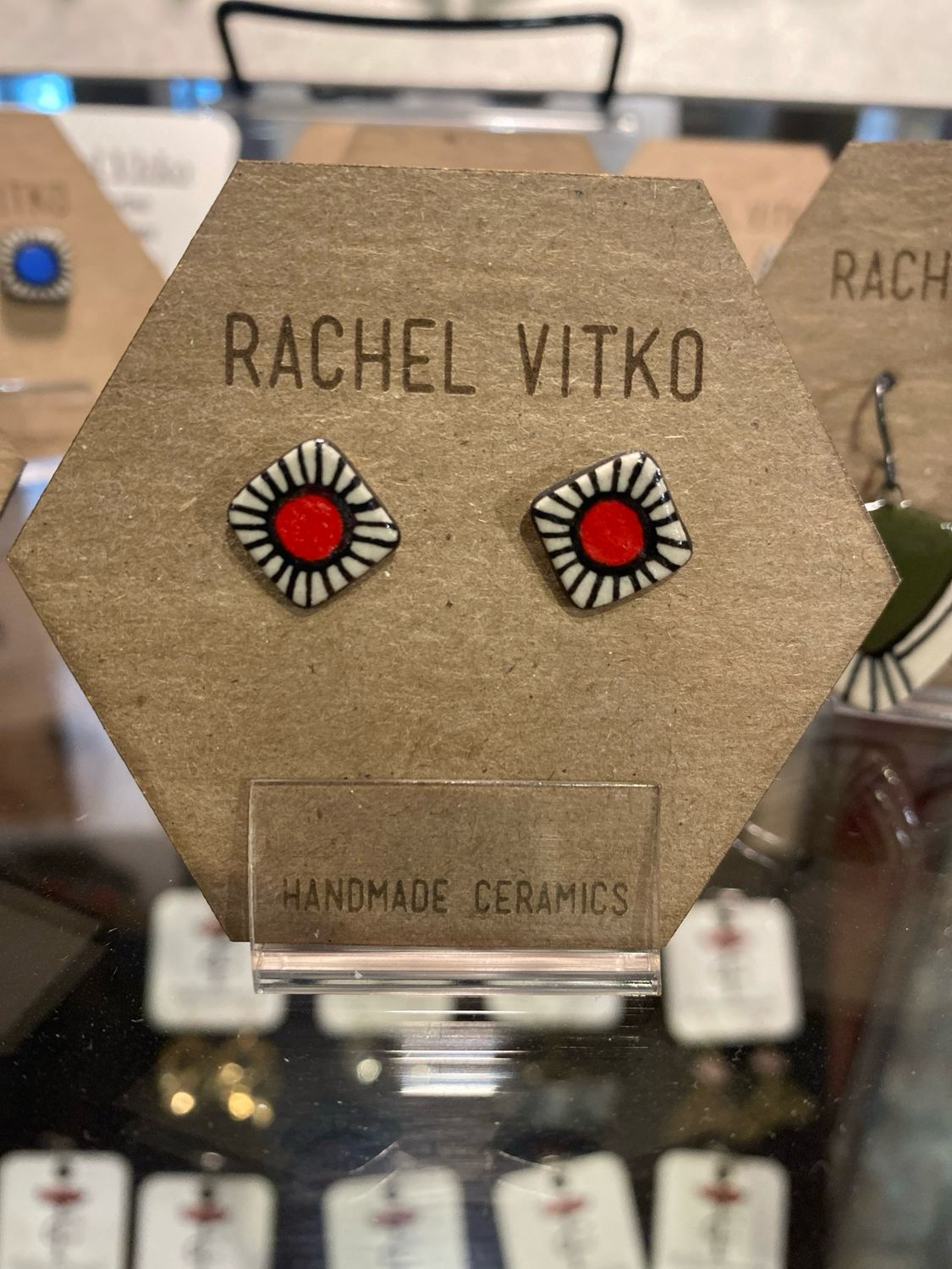 Ceramic studs - Red Hand painted Ceramic studs - Red Hand painted