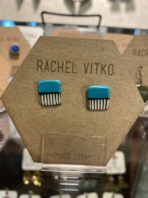 Ceramic studs  - Turquoise Hand painted Ceramic studs  - Turquoise Hand painted