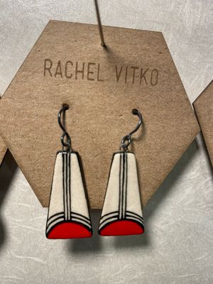 Ceramic earrings Red Hand painted Ceramic earrings Red Hand painted
