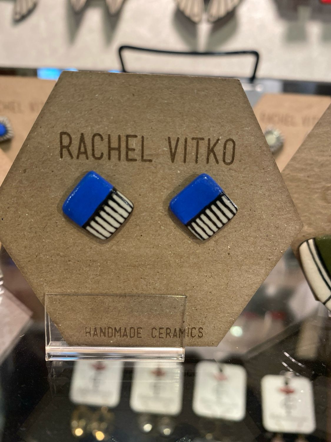 Ceramic studs - Blue Hand painted Ceramic studs - Blue Hand painted