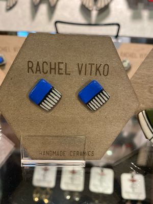 Ceramic studs - Blue Hand painted Ceramic studs - Blue Hand painted