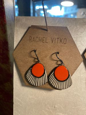 Ceramic earrings Dark orange Hand painted Ceramic earrings Dark orange Hand painted