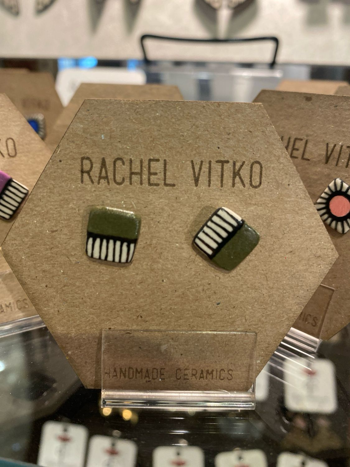 Ceramic studs  - Avocado Hand painted Ceramic studs  - Avocado Hand painted