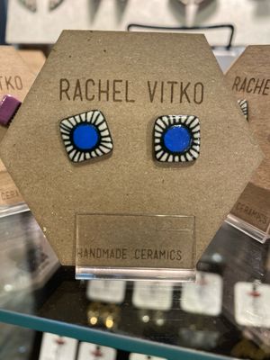 Ceramic studs  - Blue Hand painted Ceramic studs  - Blue Hand painted