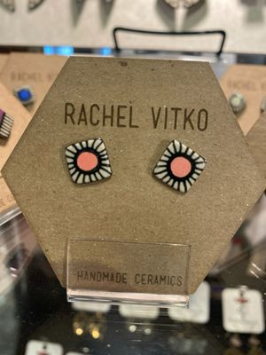 Ceramic studs  - Pink Hand painted Ceramic studs  - Pink Hand painted