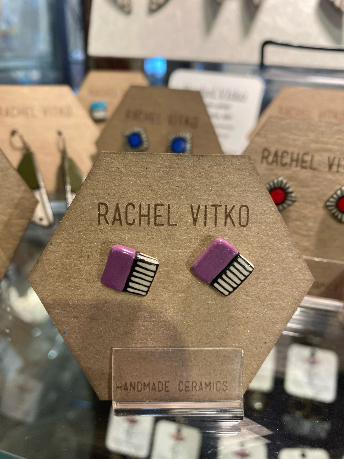 Ceramic studs  - Lilac Hand painted Ceramic studs  - Lilac Hand painted