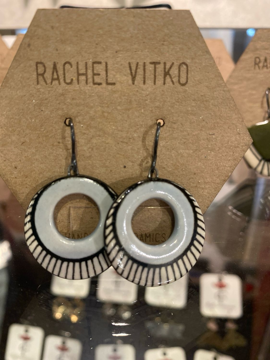 Ceramic earrings Ice blue Hand painted