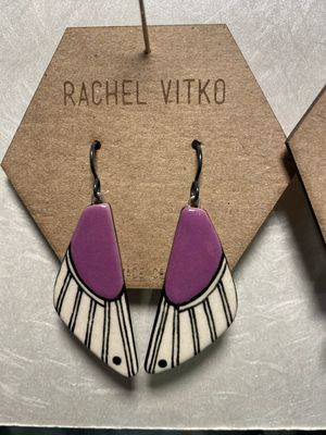 Ceramic earrings  Lilac purple Hand painted Ceramic earrings  Lilac purple Hand painted