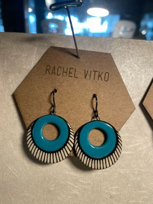 Ceramic earrings Turquoise Hand painted Ceramic earrings Turquoise Hand painted