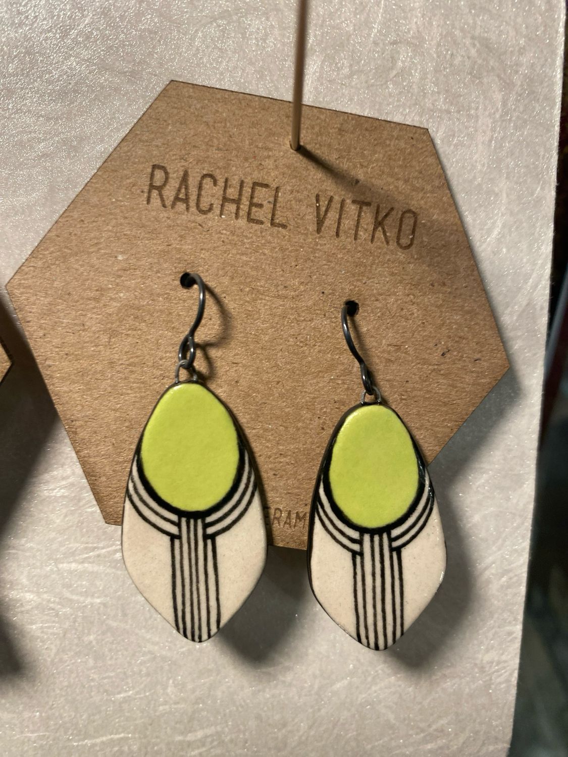 Ceramic earrings Chartreuse Hand painted Ceramic earrings Chartreuse Hand painted