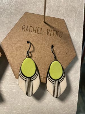 Ceramic earrings Chartreuse Hand painted Ceramic earrings Chartreuse Hand painted