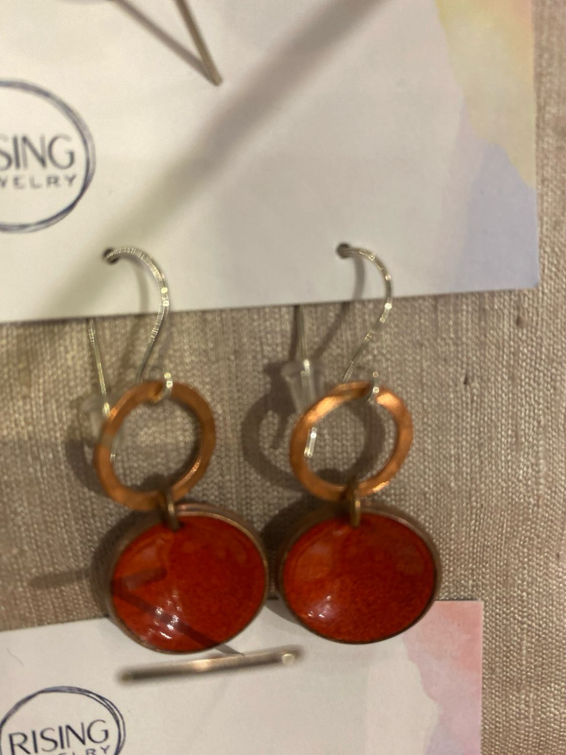 Revolve Earrings - Small - Vermillion Penny Copper Revolve Earrings - Small - Vermillion Penny Copper