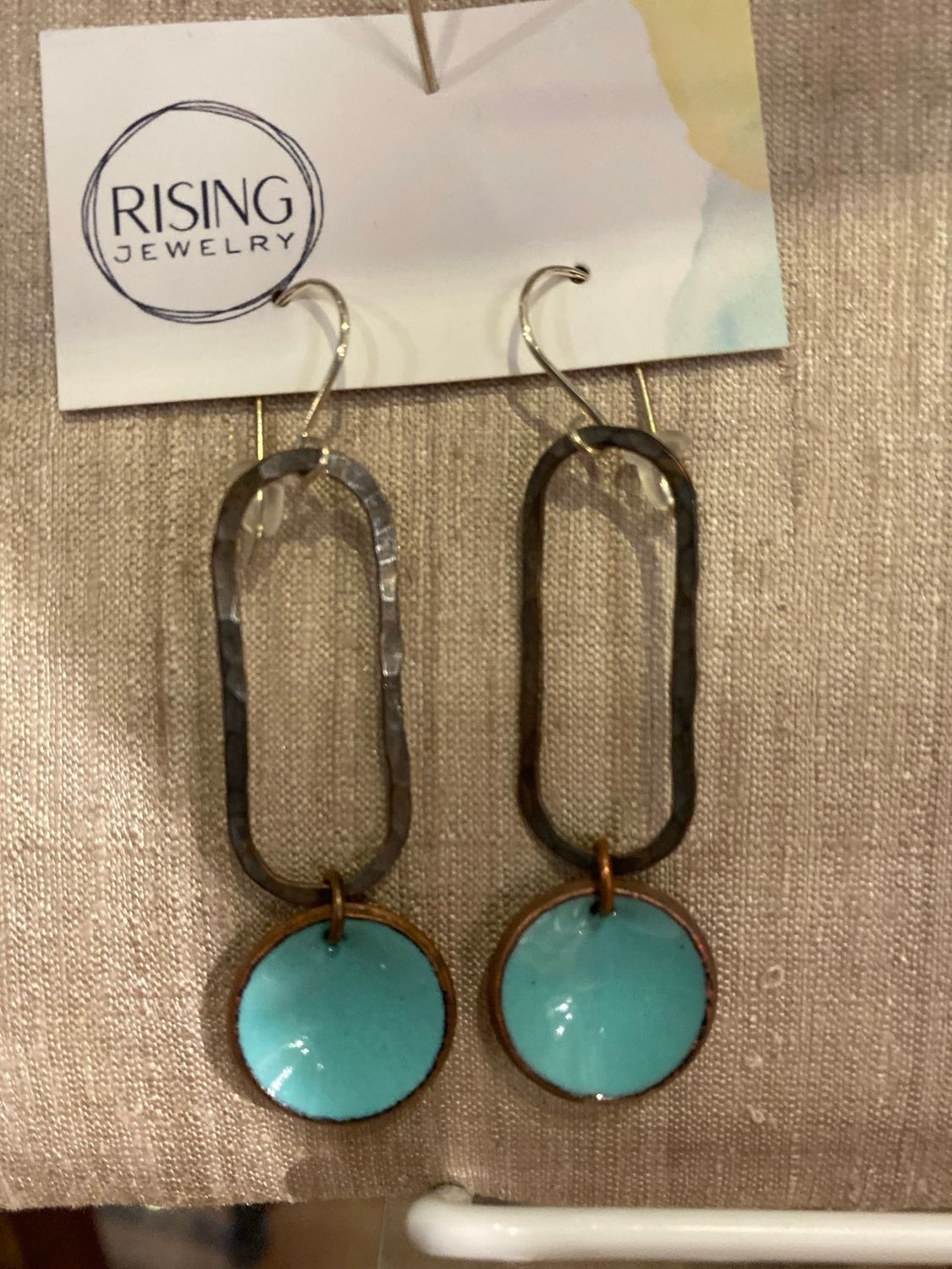 Elongate Earrings - Verdigris Penny Patina Elongate Earrings - Verdigris Penny Patina