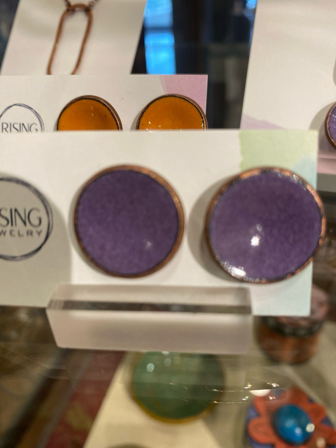 Post Earrings - Verbena Enamel Penny Post Earrings - Verbena Enamel Penny