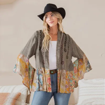 Vintage Bohemian MD Patchwork Shirt  - GRAVEL