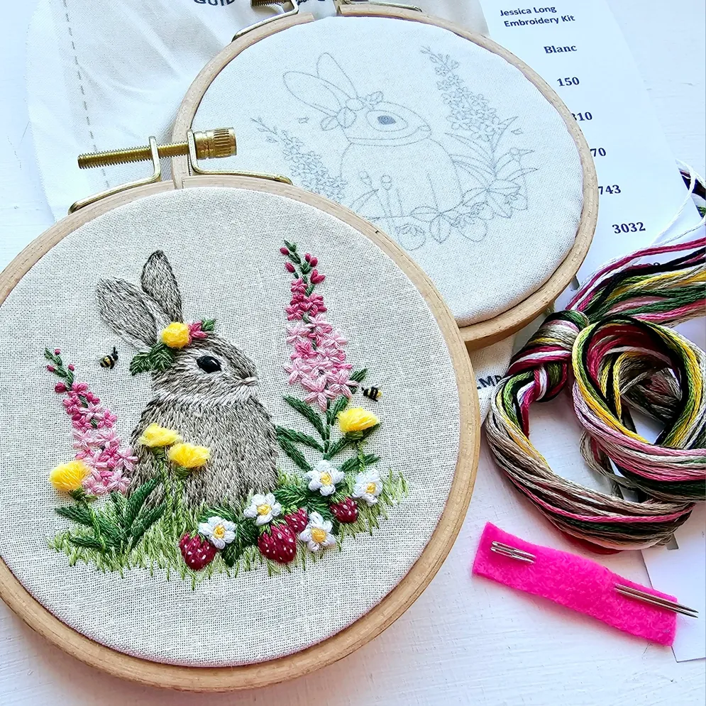 Berry Patch Bunny hand embroidery kit