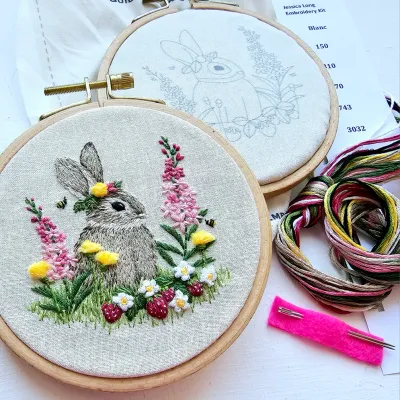 Berry Patch Bunny hand embroidery kit