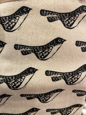 Bird Handprinted Tea Towel - Black on Natural Bird Handprinted Tea Towel - Black on Natural