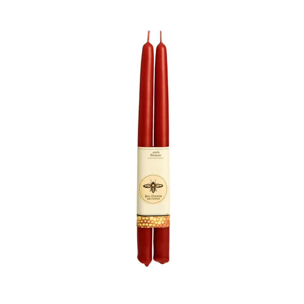 100% Pure Beeswax Tapers - Red Standard (12&quot; x 7/8&quot;)