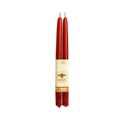 100% Pure Beeswax Tapers - Red Standard (12&quot; x 7/8&quot;)