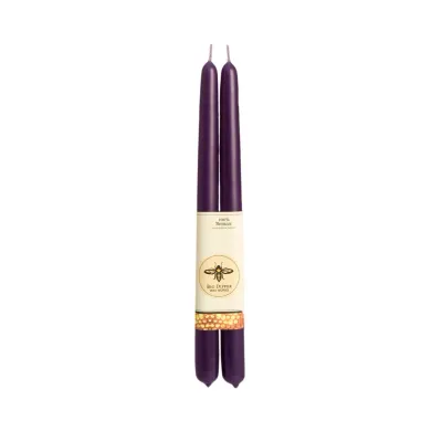100% Pure Beeswax Tapers - Eggplant Standard (12&quot; x 7/8&quot;)