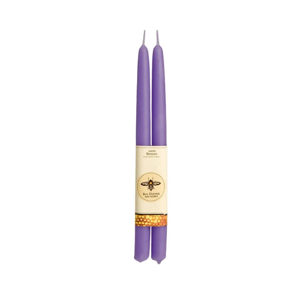 100% Pure Beeswax Tapers - Lilac Standard (12&quot; x 7/8&quot;)