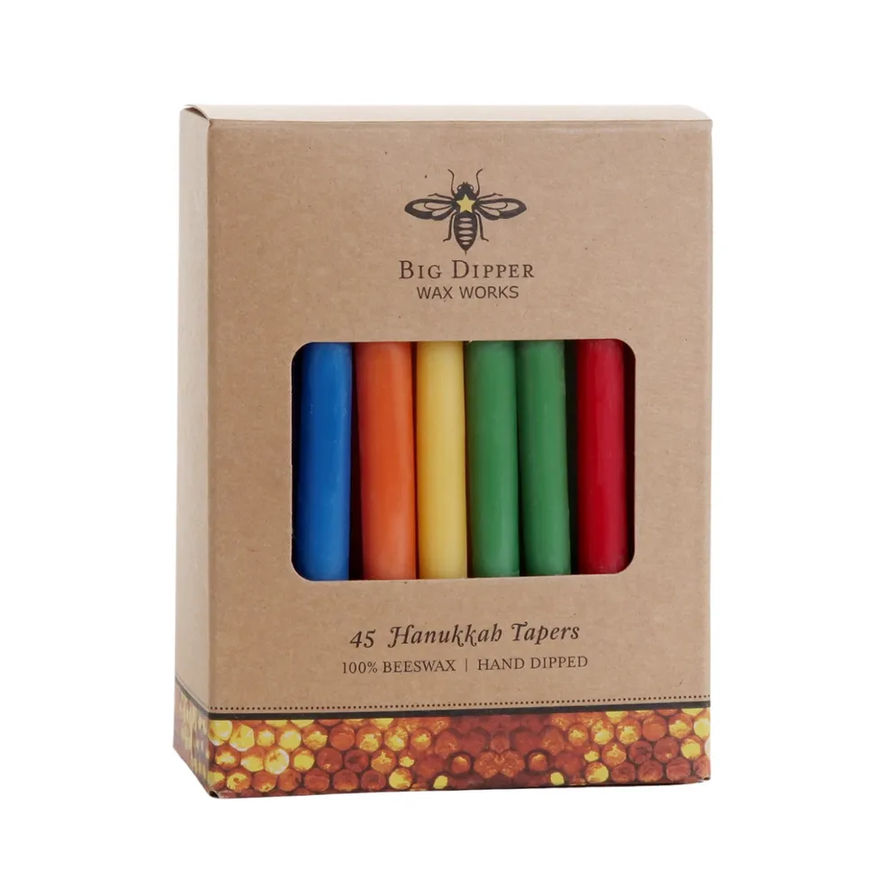 Hanukkah Beeswax Taper Candles - Multi-Color
