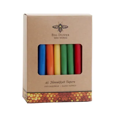 Hanukkah Beeswax Taper Candles - Multi-Color