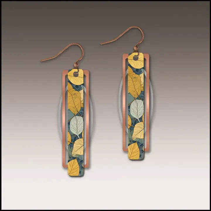 67CS3 Forest Floor Geometric Metal Accent Earrings